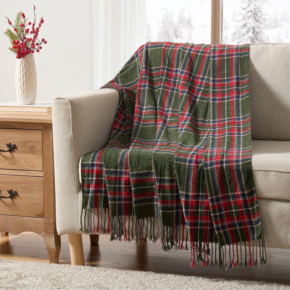 My Texas House Green Tartan‎ Plaid Tassel Throw 50x60 – Christmas 2025 NWT